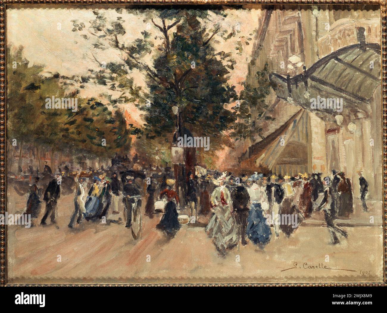 Georges Carette (born in 1854). 'The boulevard des Capucines'. Oil on canvas, 1905. Paris, Carnavalet museum. 76092-4 Boulevard des Capucines, iieme II 2nd 2nd 2nd arrondissement, street scene, oil on canvas Stock Photo