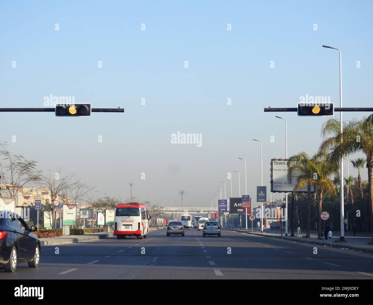 Cairo, Egypt, February 10 2024: Traffic lights signals in Egyptian ...