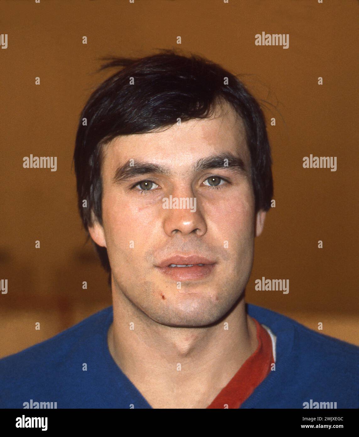 SERGEI BABINOV one of the Soviets Ice hockey national team players during build up training Stock Photo