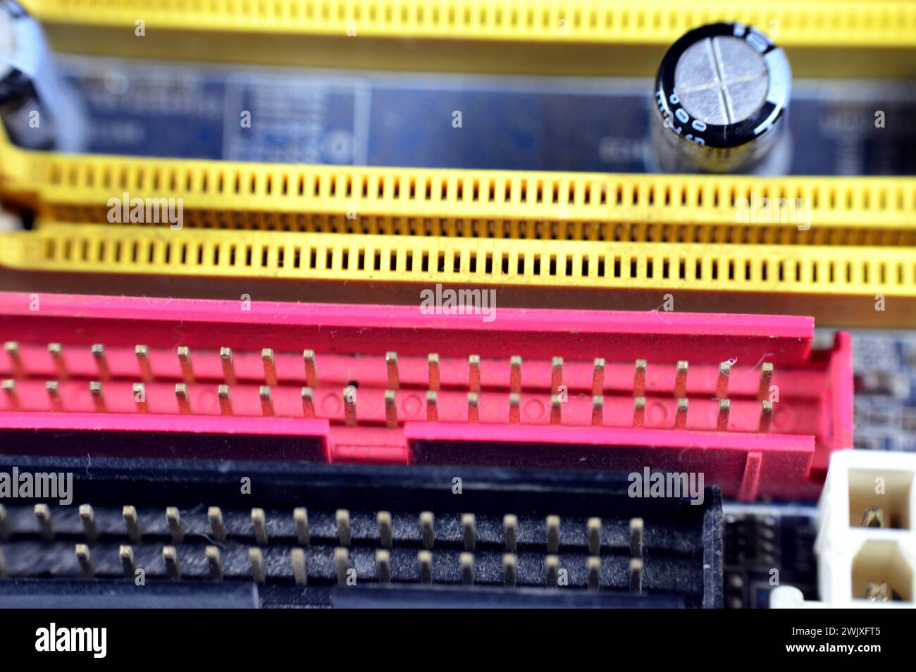 A closeup of a computer main board electronic motherboard, the main ...