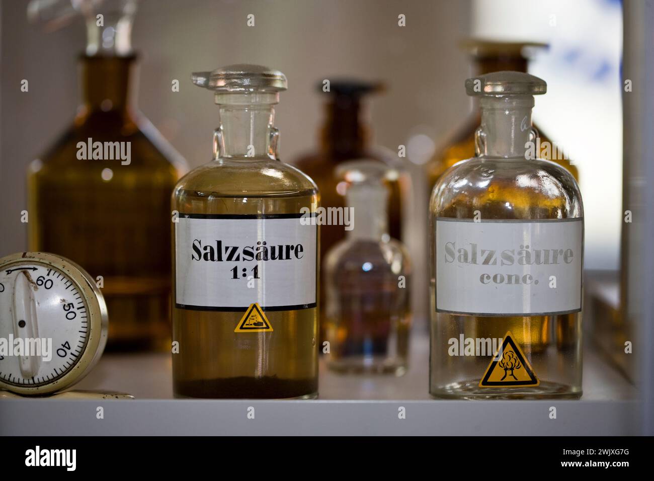 Hydrochloric acid, in an old chemical laboratory, Germany, Europe Stock Photo