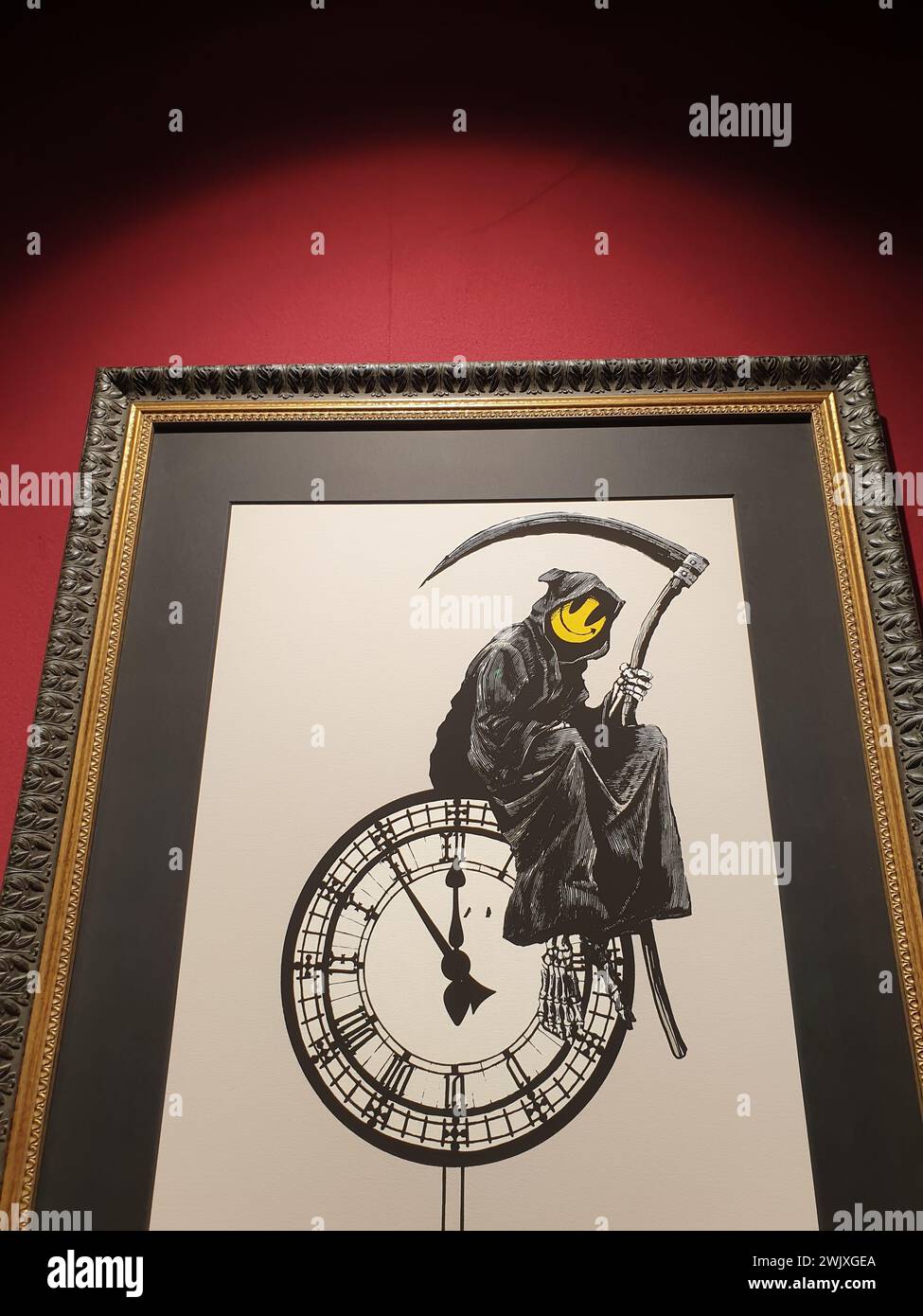 Artwork „Grin Reaper“ by Banksy in the exhibition „The Mystery of ...