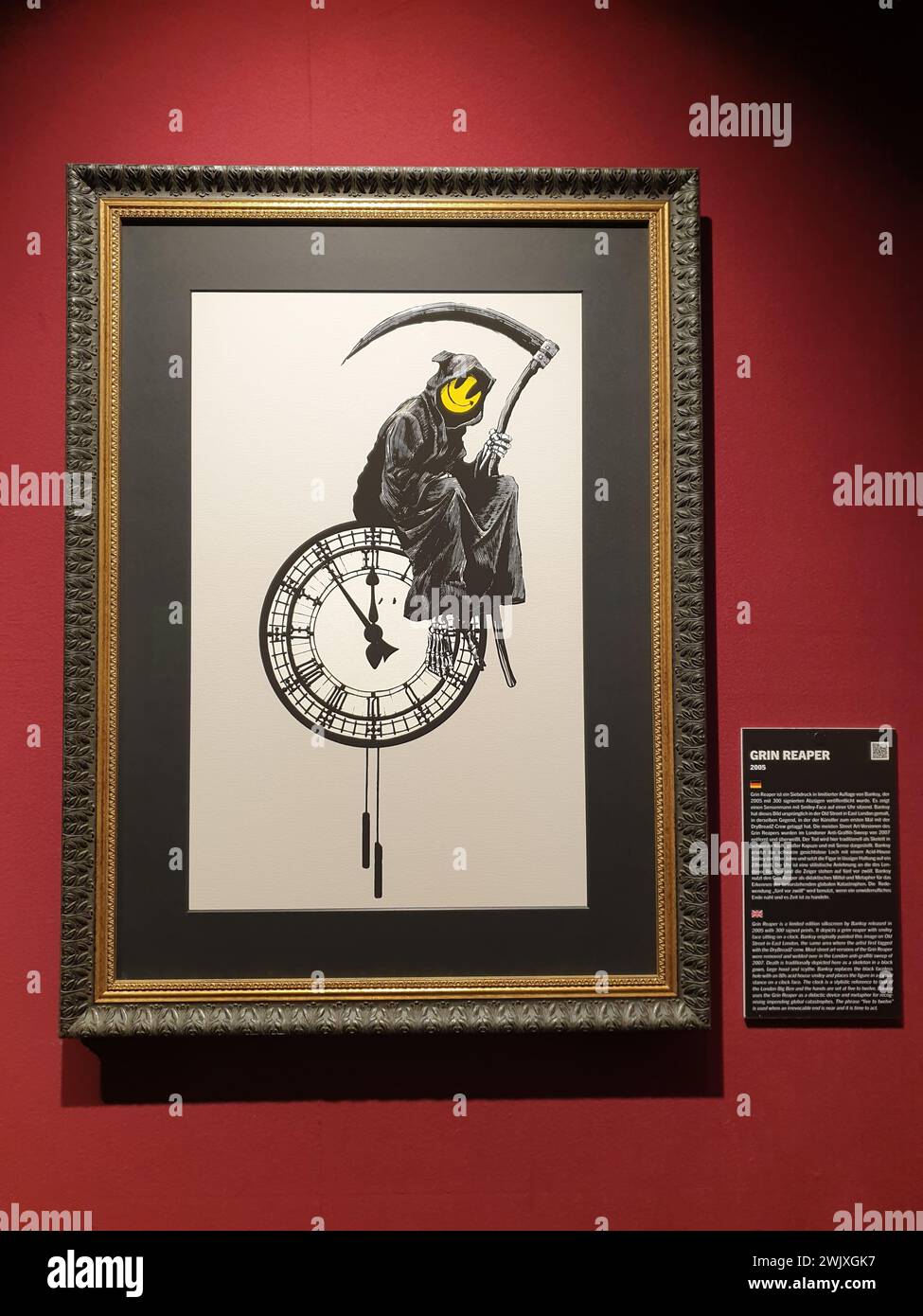 Artwork „Grin Reaper“ by Banksy in the exhibition „The Mystery of ...