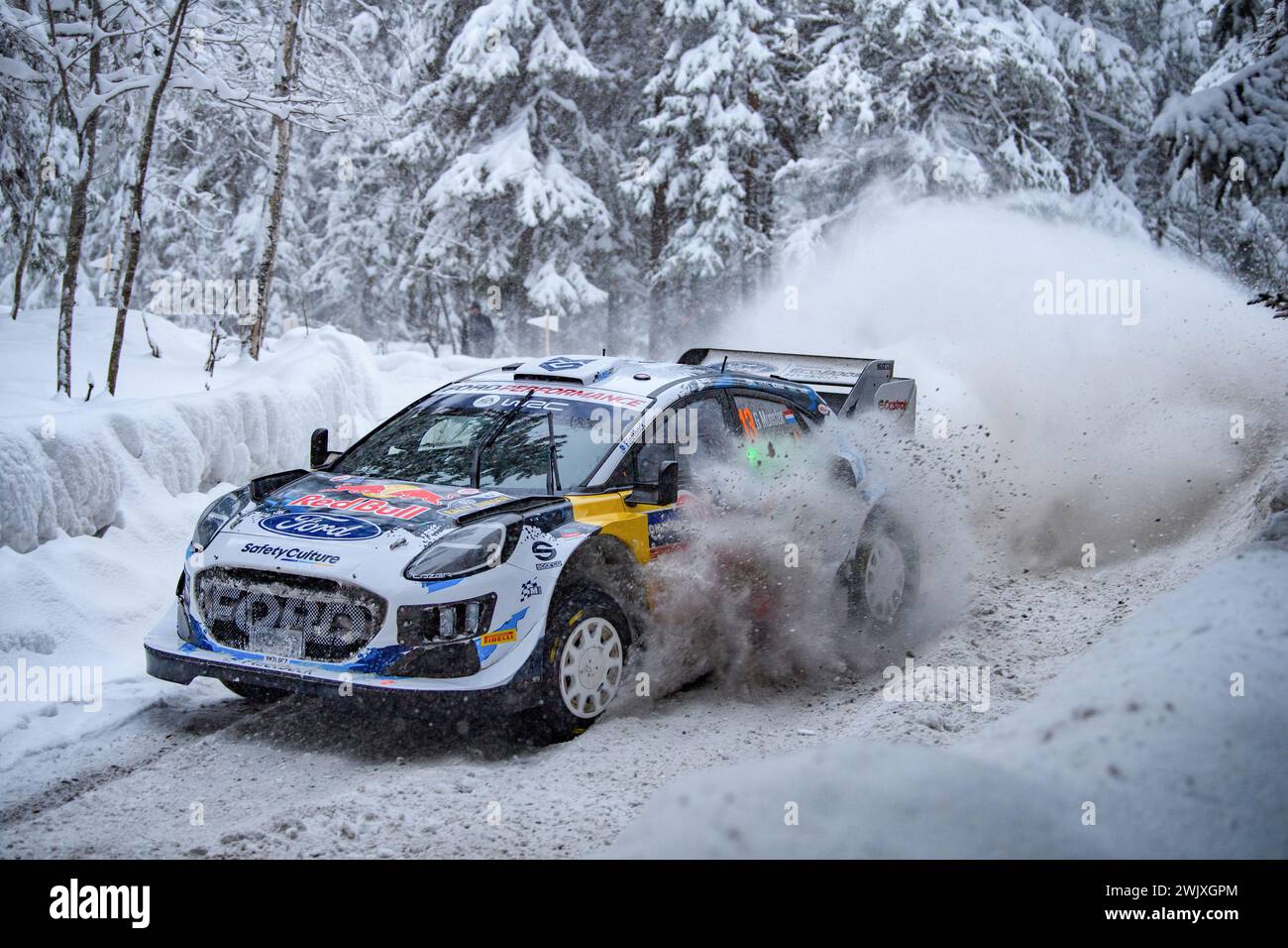 Umea, Sweden. 16th Feb, 2024. Driver Gregoire Munster and Louis Louka of M-Sport Ford World Rally Team, Ford Puma Rally1 Hybrid compete during the 2024 FIA World Rally Championship. (Photo by Luca Barsali/SOPA Images/Sipa USA) Credit: Sipa USA/Alamy Live News Stock Photo
