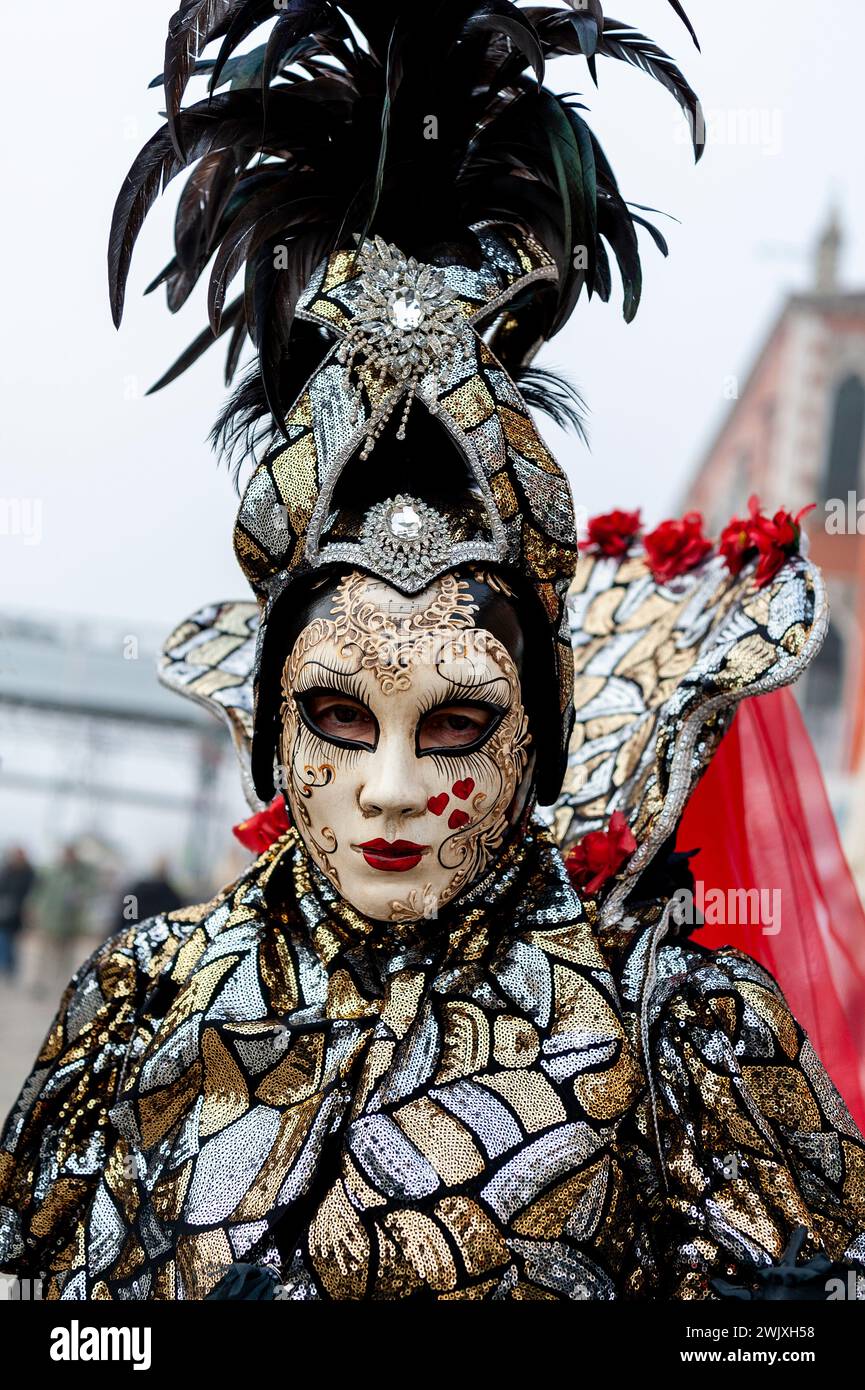 VENICE, ITALY Febrary 8 2023 The masks of the Venice carnival 2024