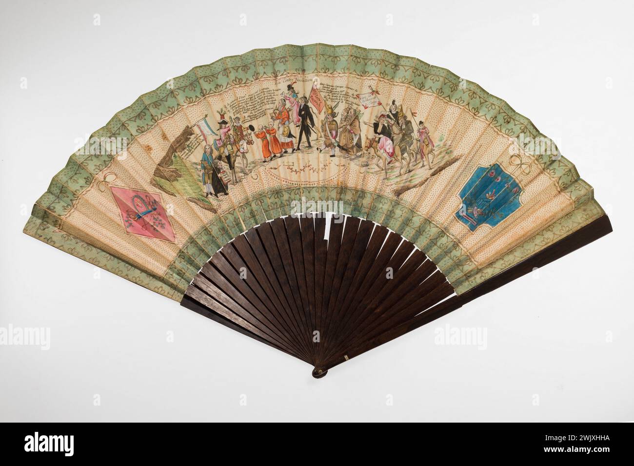 EVENTAIL. 'The counter-revolution'. Folded, wood, print. Paris, Carnavalet museum. 99103-3 Fashion accessory, Event, Revolutionary Periode, French Revolution Stock Photo