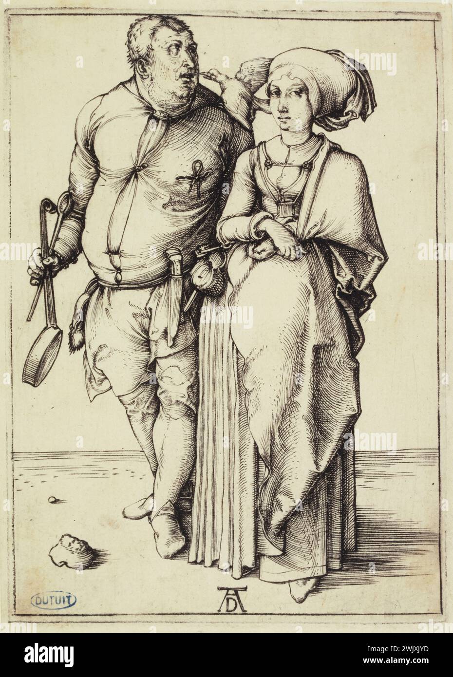 Albrecht Dürer (1471-1528). The cook and his wife (Bartsch 84). 1496-1497. Museum of Fine Arts of the City of Paris, Petit Palais. 77215-2 Cook, woman, renaissance, 15th 15th 15th 15th 15th 15 century, couple, engraving Stock Photo