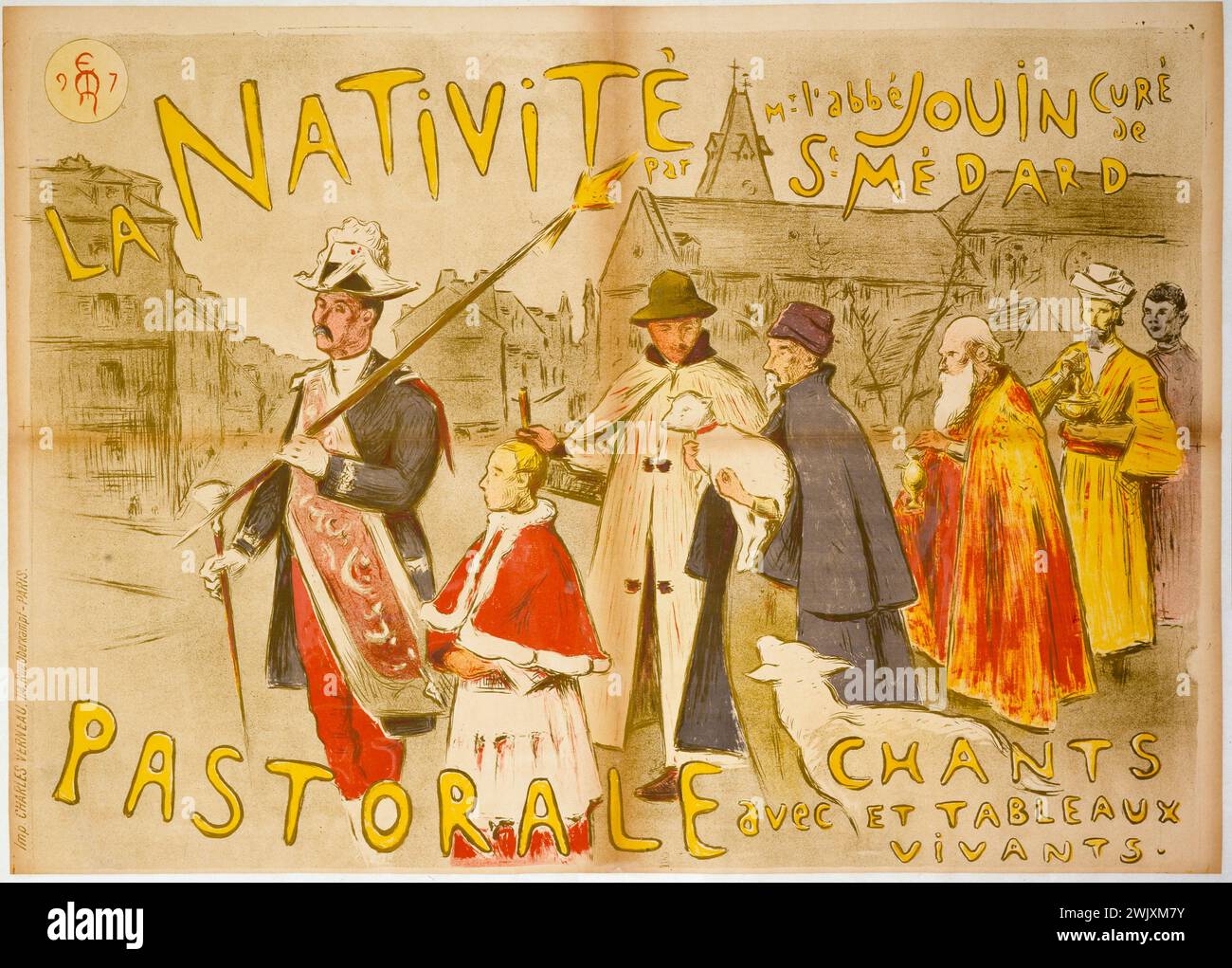 Etienne Moreau-Nelaton (1859-1927); Charles Verneau printing house. 'La Nativity, pastoral with songs and living paintings'. Poster. Color lithography. 1897. Paris, Carnavalet museum. Lamb, poster, living creche, color lithography, nativitis, pastoral Stock Photo