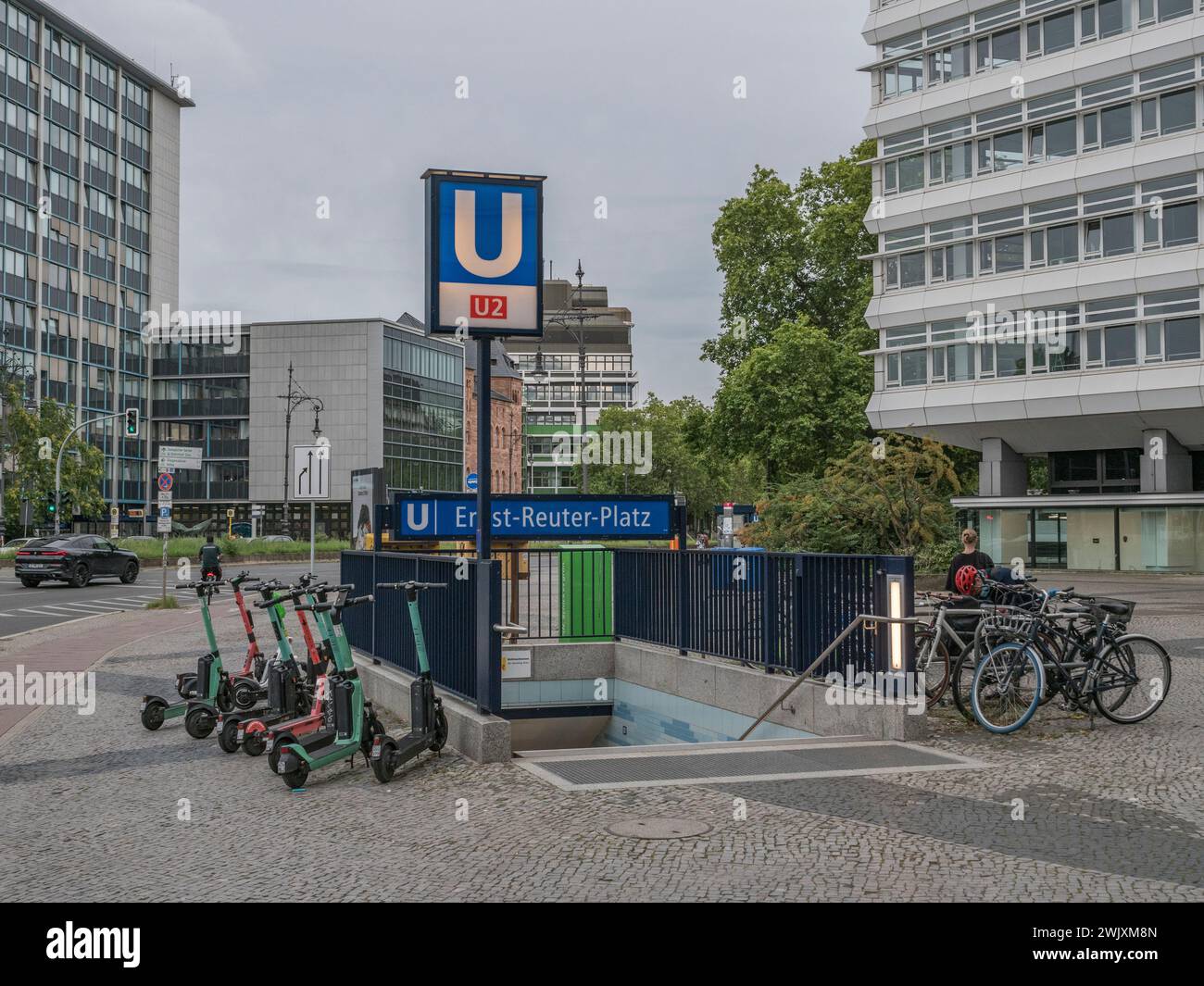 Pavement entrance to the ErnstReuterPlatz UBahn station in Charlottenburg, Berlin, Germany
