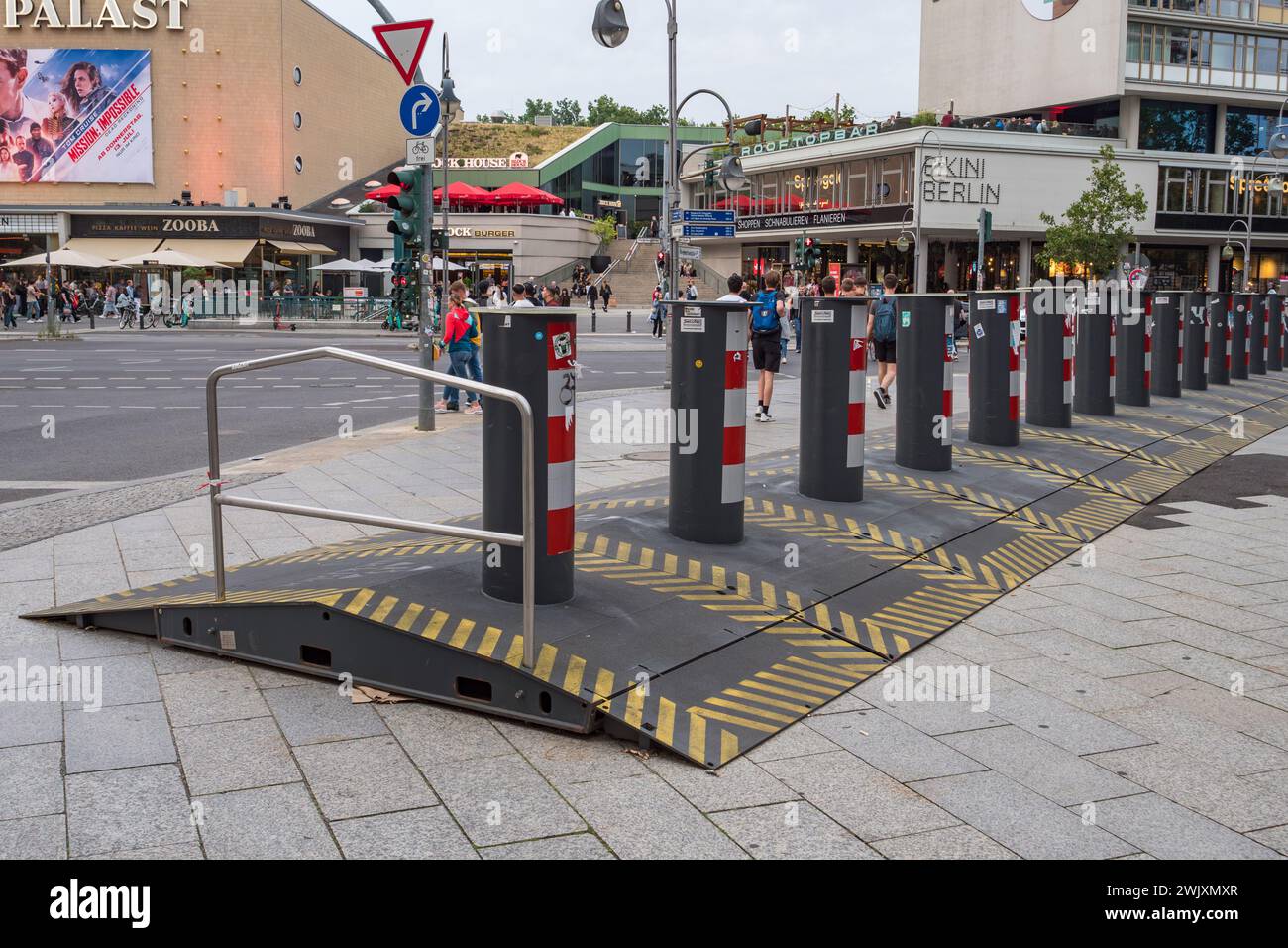Security barrier (Anti-vehicle) on Breitscheidplatz in Berlin, Germany. Stock Photo