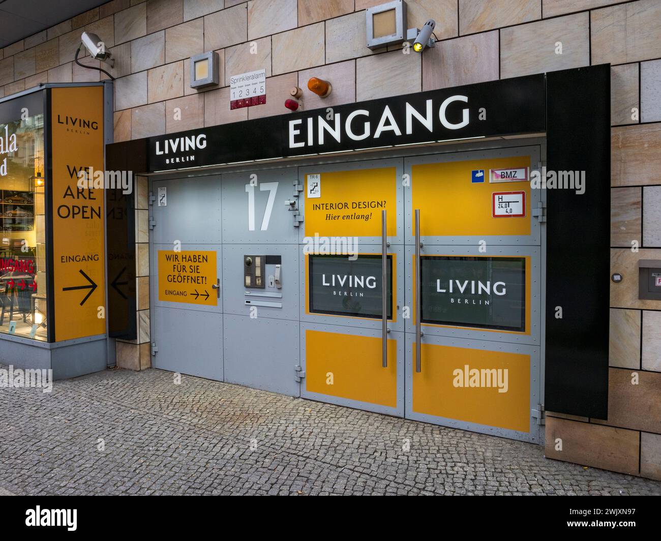 'Living Berlin' eingang (entrance) to an underground car park in Charlottenburg, Berlin, Germany. Stock Photo