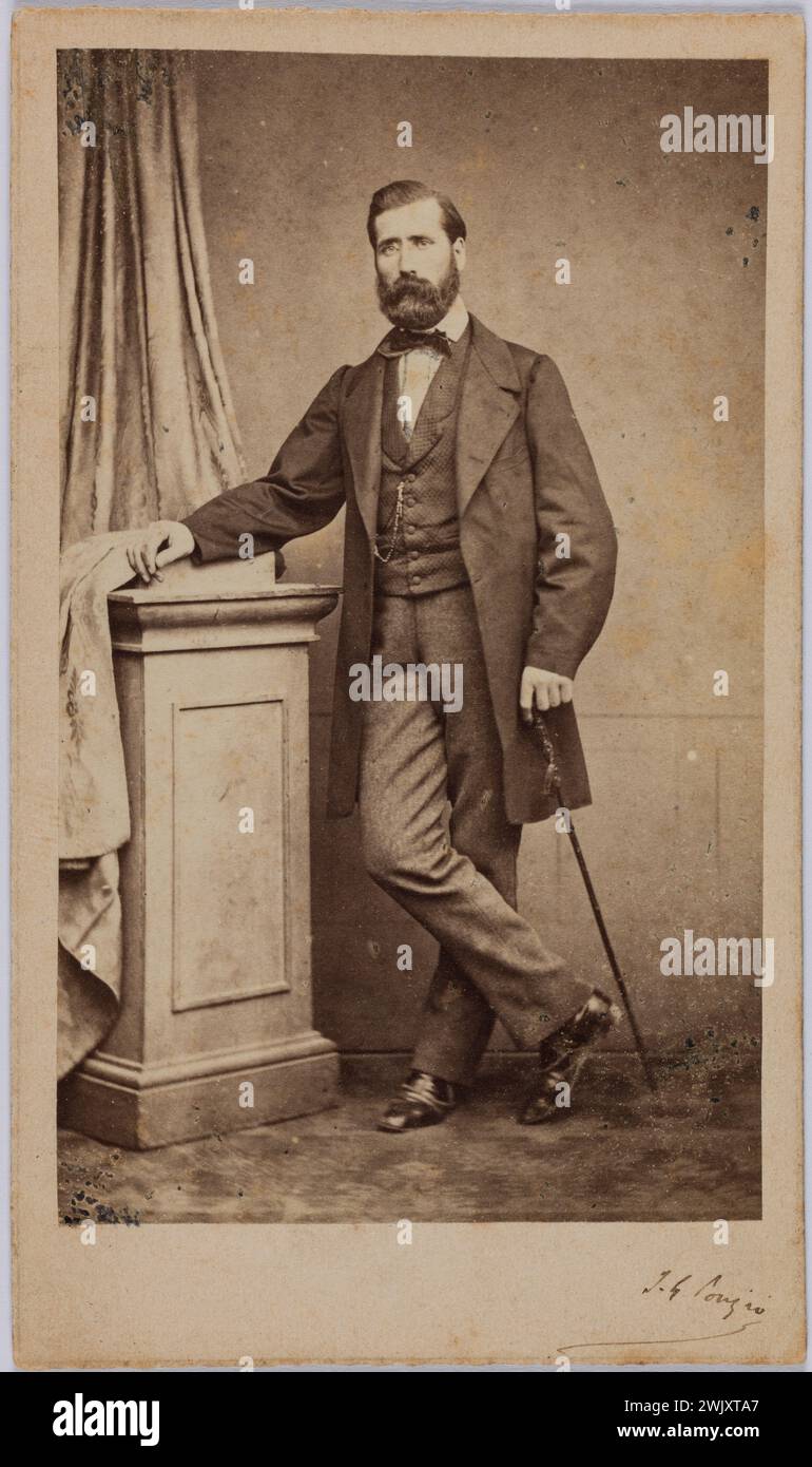 J.H. Pouzio '. Photography of Huguet-Moline (active from 1860 to 1870). Draw on albumin paper. 1863. Paris, Maison de Victor Hugo. 144421-21 Portrait, 19th XIXth XIX 19th 19th 19 Center Stock Photo