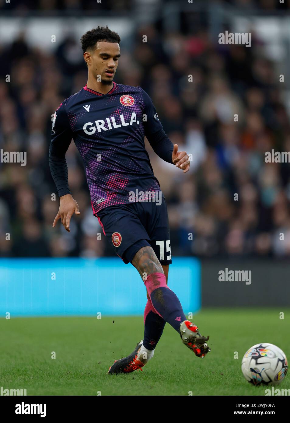 Stevenage's Terence Vancooten during the Sky Bet League One match at Pride Park Stadium, Derby. Picture date: Saturday February 17, 2024. Stock Photo