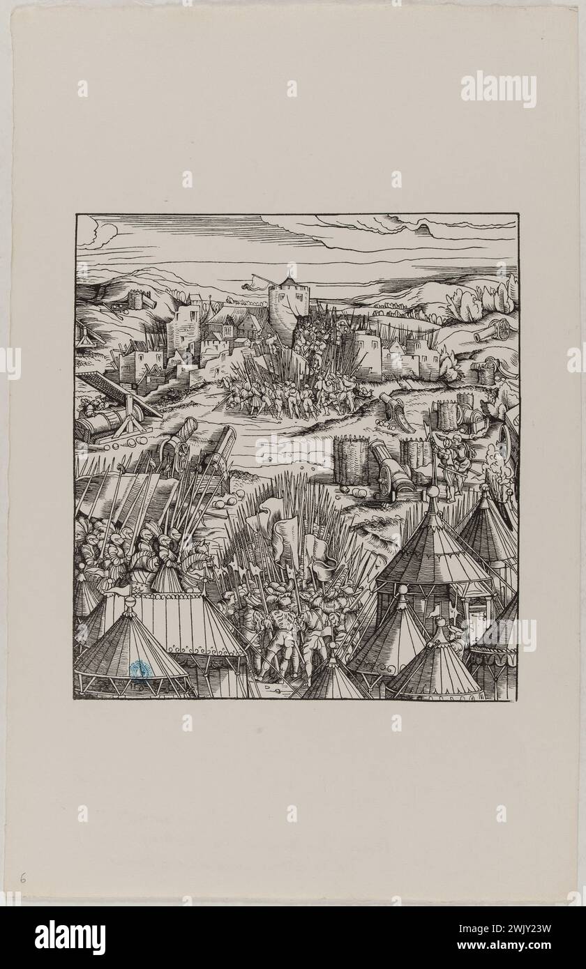 Hans Burgkmair, known as the old (1473-1531). Der Weisse Koenig: a castle to which the sixth issue of the suite of eight plates published in 1869 (Dornik-Eger 29) is given. Xylography, 1512-1519. Museum of Fine Arts of the City of Paris, Petit Palais. Drawing, emperor, history, illustration, serious board, triumph, 16th 16th XVI 16th 16th 16th century, xylography, engraving Stock Photo