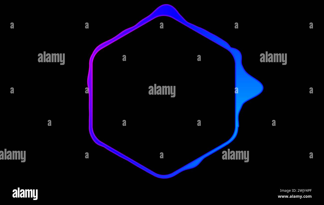 Digital sound waves in hexagonal shape on black background. Stock Photo
