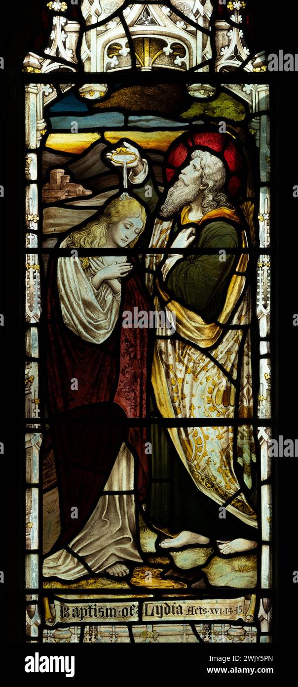 Baptism of Lydia stained glass, St. Augustine`s Church, Edgbaston ...