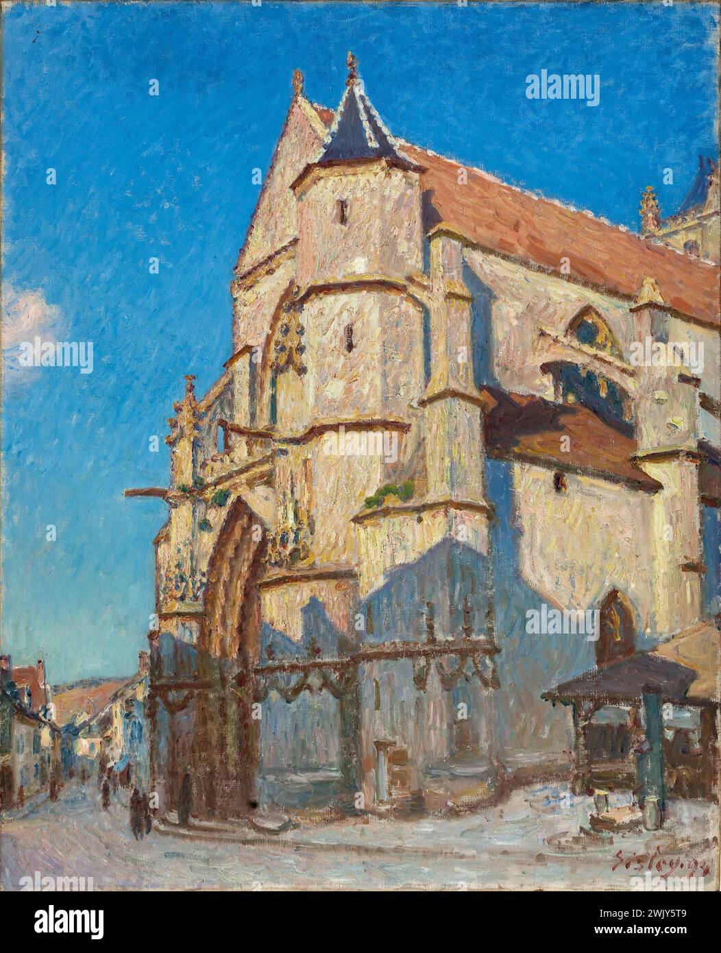 Alfred Sisley (1839-1899). 'The Church of Moret (in the evening)'. Oil on canvas. 1894. Museum of Fine Arts of the City of Paris, Petit Palais. 70009-1 Catholicism, Religious Edifice, Church of Moret, Impressionism, Lumiere, Work of art, evening, Table, 19th XIXth century, 19th XIX 19th 19th 19th 19th century, Oil on canvas Stock Photo