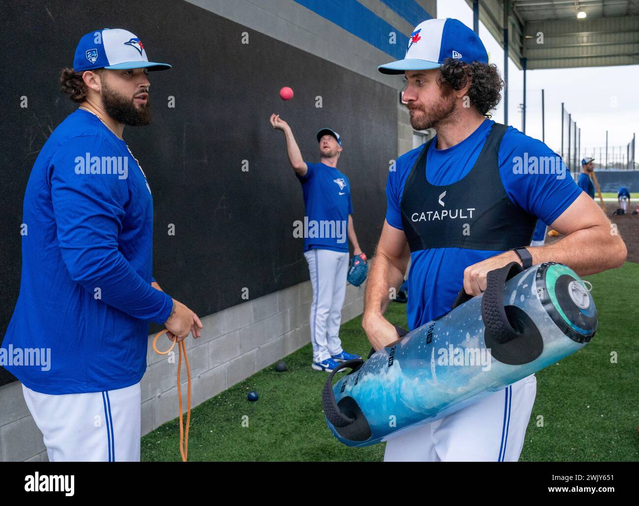 Dunedin, United States. 17th Feb, 2025. Toronto Blue Jays pitchers Alek