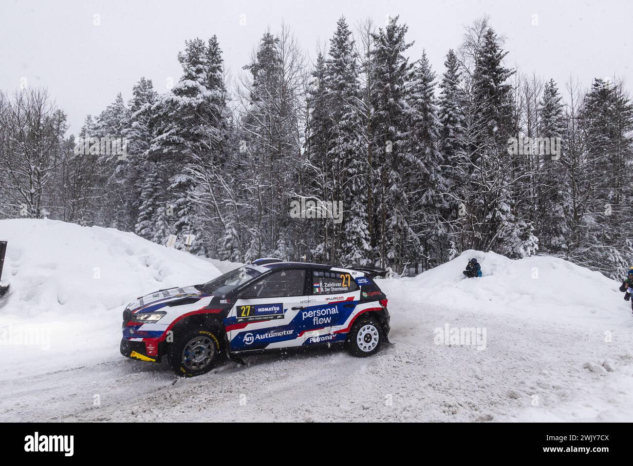 27 ZALDIVAR Fabrizio, DER OHHANESIAN Marcelo, Skoda Fabia RS Rally2, action during the Rally Sweden 2024, 2nd round of the 2024 WRC World Rally Car Championship, from February 15 to 18, 2024 at Umea, Sweden Stock Photo