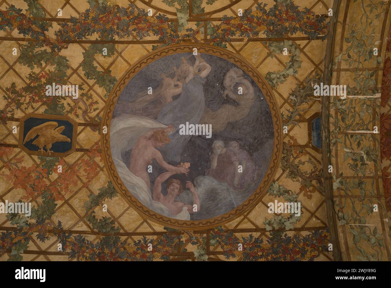 Paul-Albert Baudouin (1844-1931). 'Frimaire - Vault of the peristyle, interior garden, small palace'. Fresco. 1909-1910. Museum of Fine Arts of the City of Paris, Petit Palais. 99859-7 Year 1900, beautiful time, painted decor, fresco, 20th XXth XX 20th 20th 20th century Stock Photo
