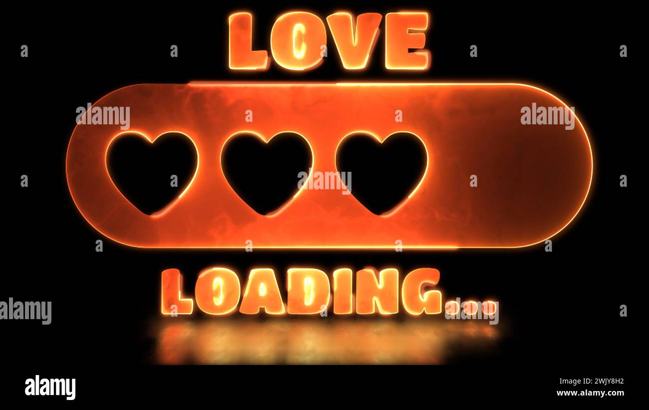 Looping neon glow effect Heart shaped loading icon, black background ...