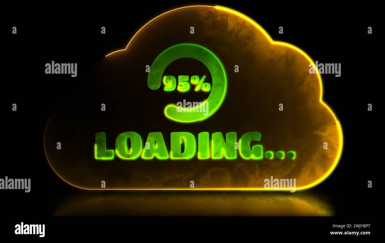 Looping neon glow effect Cloud loading icon, clean energy, black ...