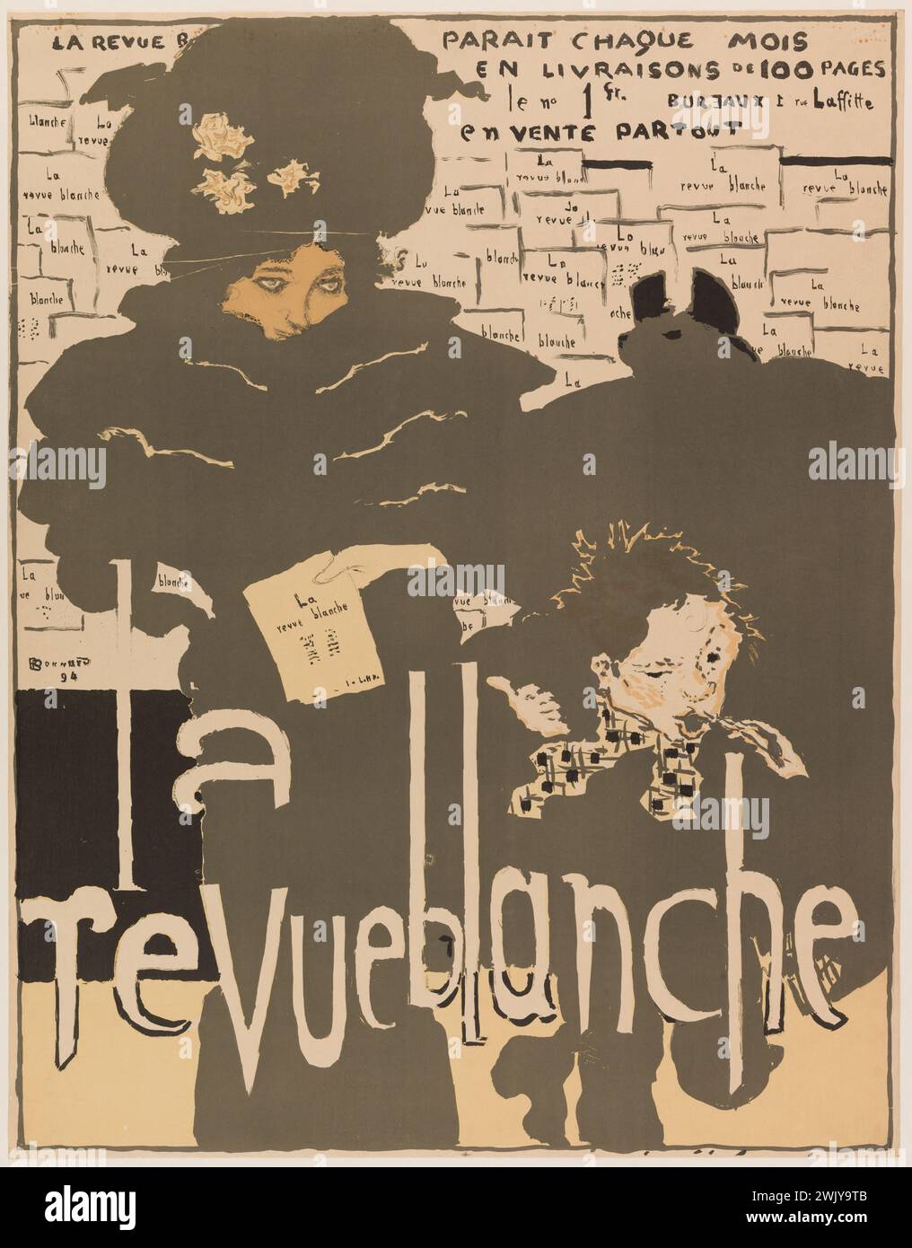 Pierre Bonnard (1867-1947). 'Poster for the' Revue Blanche '(Bouvet: 30). Lithography in four colors on spiked paper. 1894. Museum of Fine Arts of the city of Paris, small palace. 123738-1 Buy, advertising poster, anarchism, woman, the white review, reader, reader, read, artistic review, literary review, title, 19th XIX 19th 19th 19th century Stock Photo
