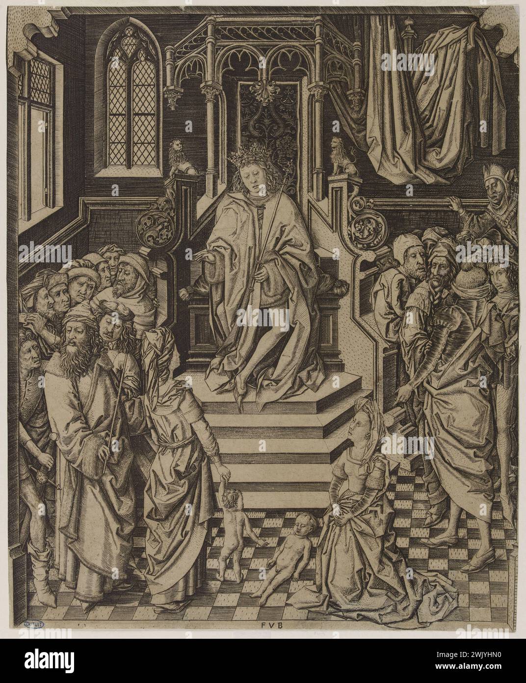 Franz von Bocholt (active between 1458 and 1480). 'The judgment of Solomon'. BARTSCH 2. Chisel. Museum of Fine Arts of the City of Paris, Petit Palais. 112276-3 XVEME XV XV 15th 15th 15 CENTURY, engraving Stock Photo
