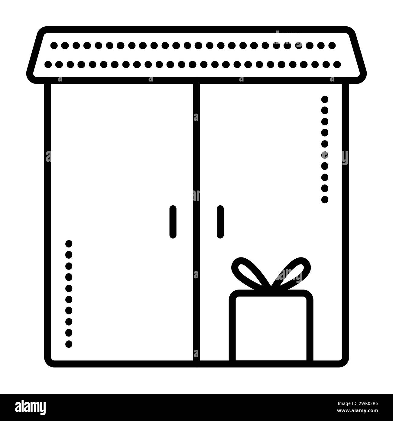 Warehouse with goods, black line vector icon, parcel storage Stock Vector