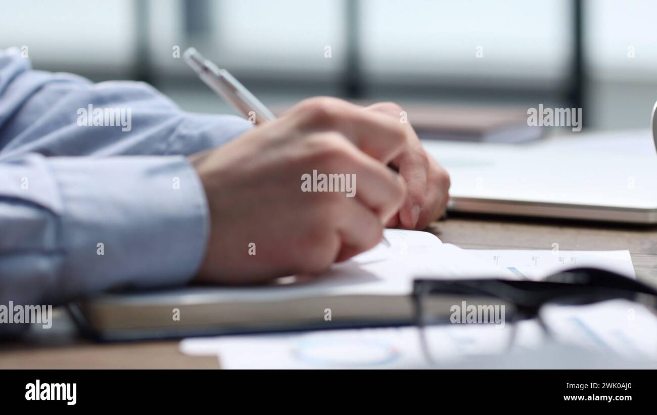 Checking documentation and reports for a business report Stock Photo