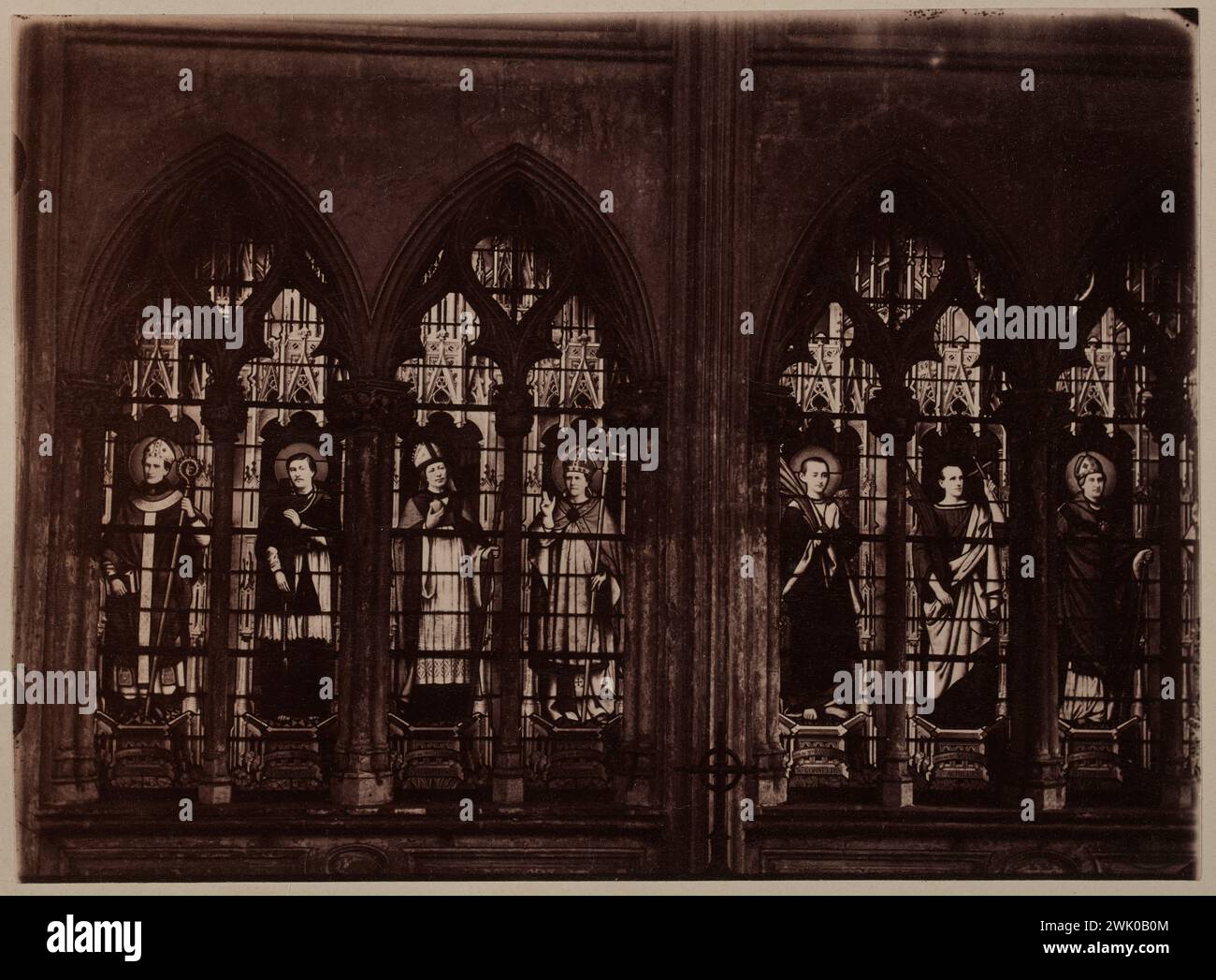 Anonymous, stained glass windows of the Saint-Séverin church, rue des Priests-Saint-Séverin, 5th arrondissement, Paris. (Dummy title). Albumin paper draw. Carnavalet museum, history of Paris. Stock Photo