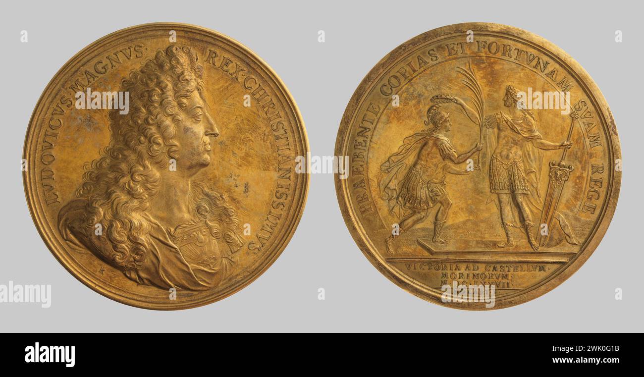 The Battle of Cassel (main title), 1677. Bronze copper alloy. Gilding