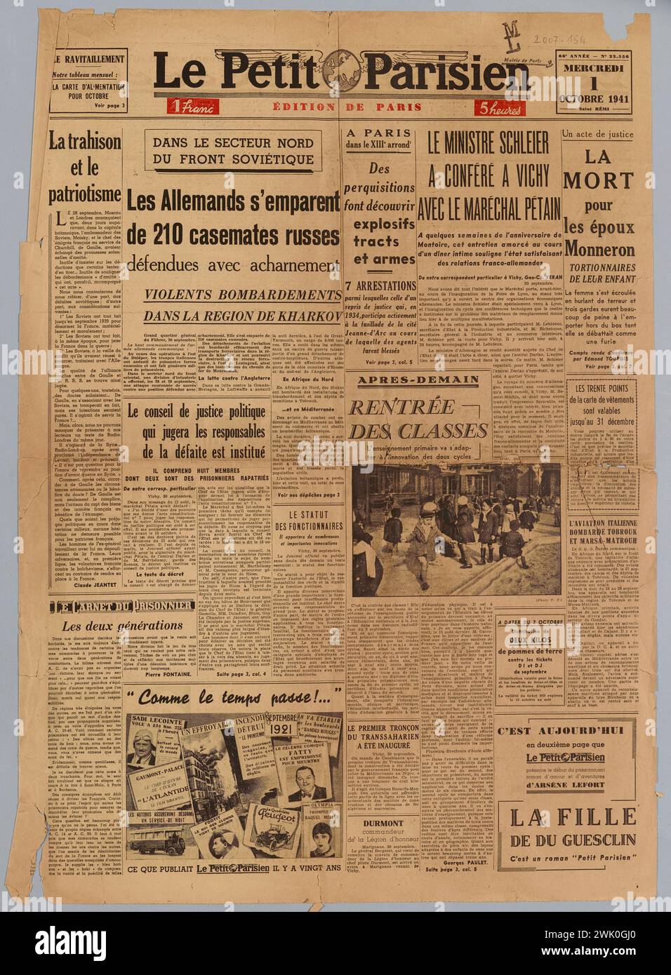 Journal De Propagande De La Collaboration / Petit Parisien N° 24025 / 8