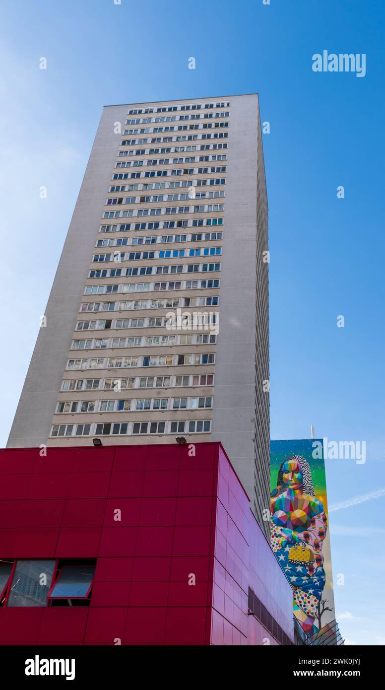Paris, France -  02 17 2024 : mural in the Olympiades district in the 13th arrondissement of Paris Stock Photo