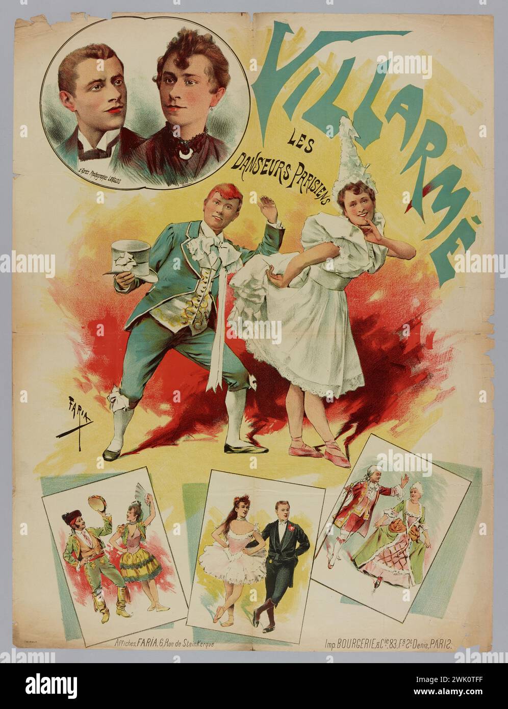 Faria, candido Aragonez de (n.1849-08-12-D.1911-12-17), Villarme/ Parisian dancers (title inscribed (letter)), 1880. Color lithography. Carnavalet museum, history of Paris. Stock Photo