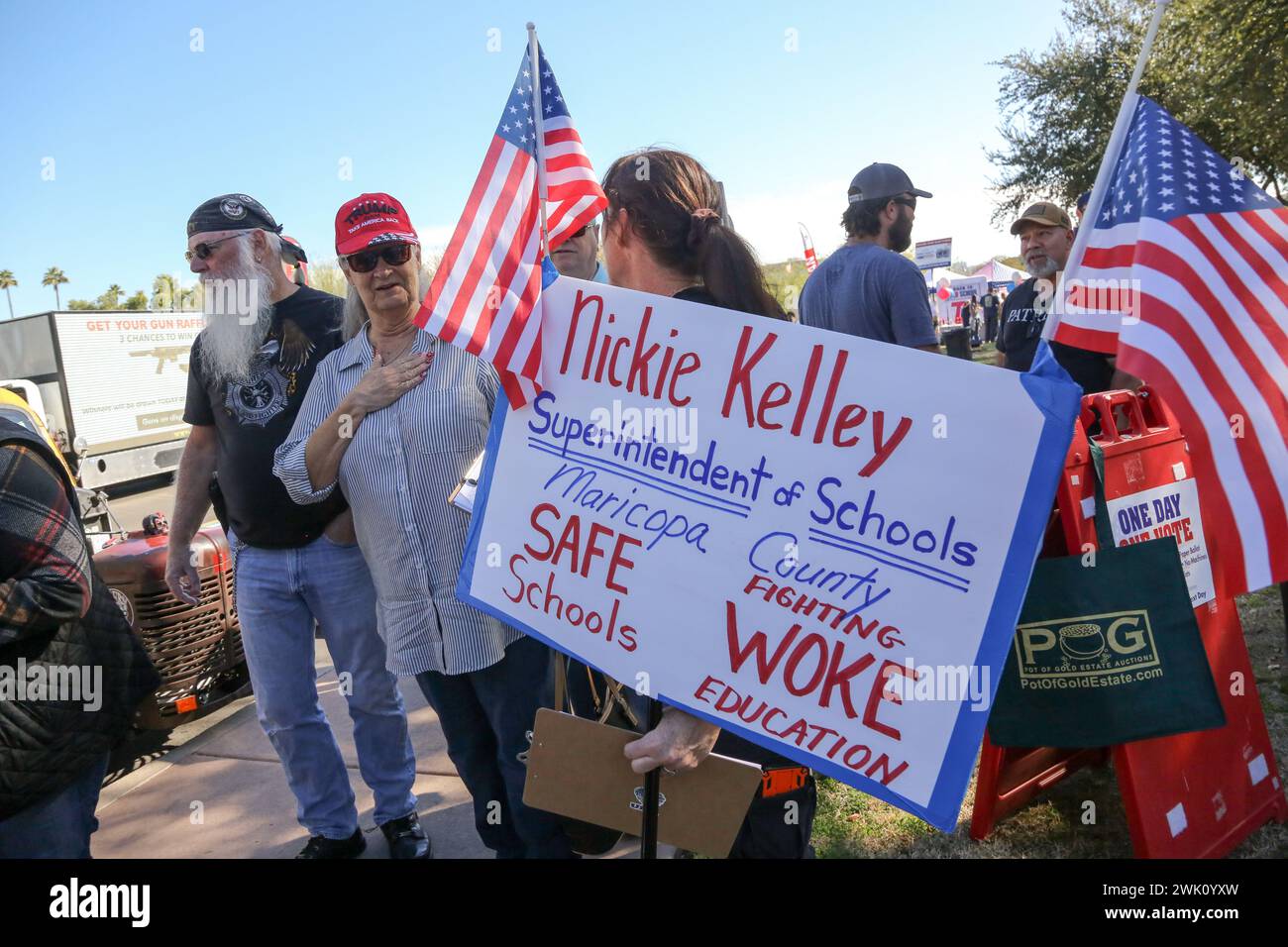 A woman campaigns for Nickie Kelley for Superintendent of Schools during ArizonaÕs 11th Annual