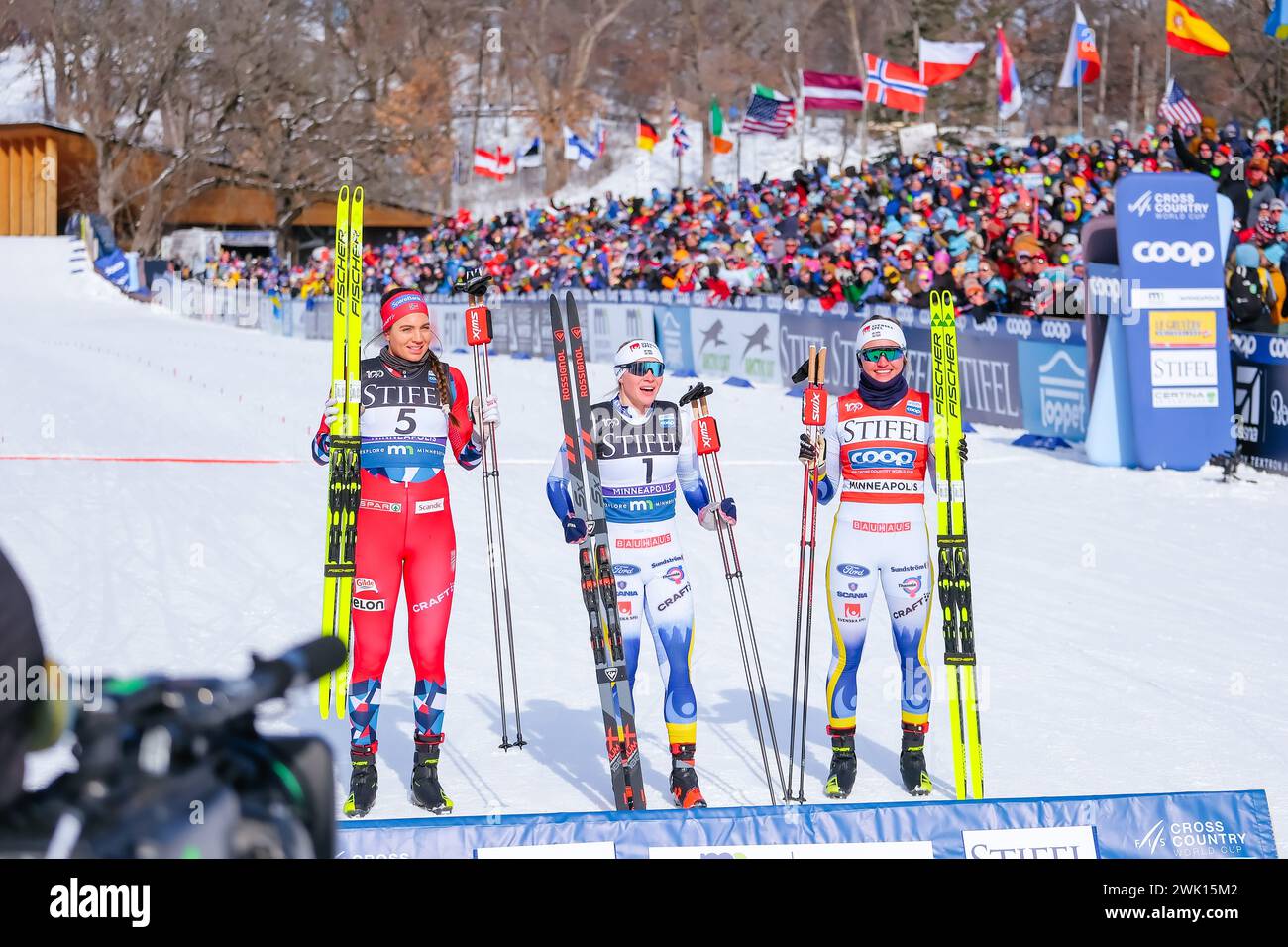 Minneapolis, Minnesota, USA. 17th Feb, 2024. The Women's top 3