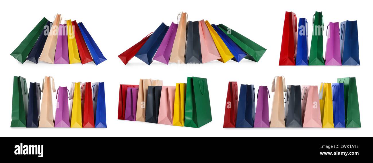 Colorful shopping bags isolated on white, set Stock Photo - Alamy