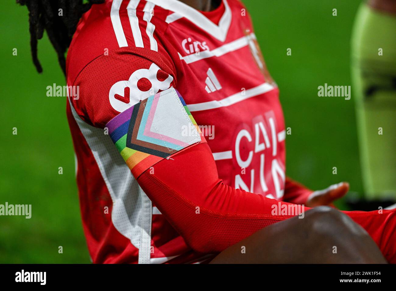 Liege, Belgium. 17th Feb, 2024. Lgbtq/captains armband pictured during