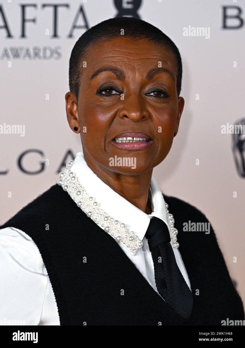 London, UK. February 17th, 2024. Adjoa Andoh arriving at 2024 EE BAFTA