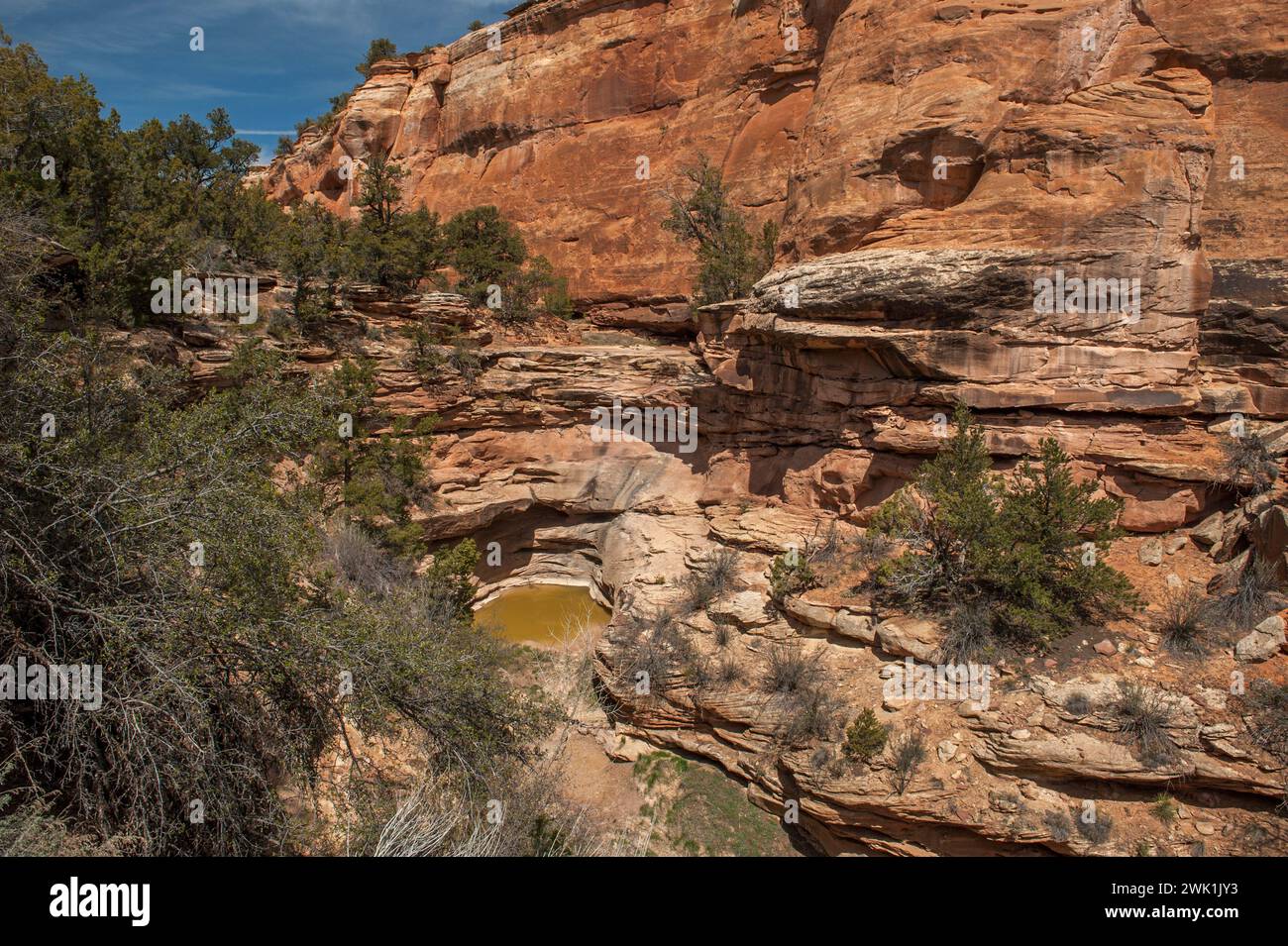 A dry falls in the Ute Canyon wash, in the Colorado National Monument, near Suction Point. Stock Photo