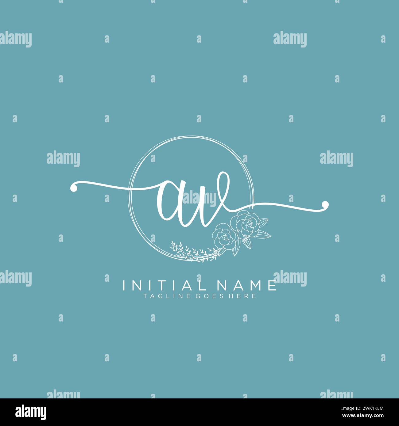 AV Initial handwriting logo with circle Stock Vector