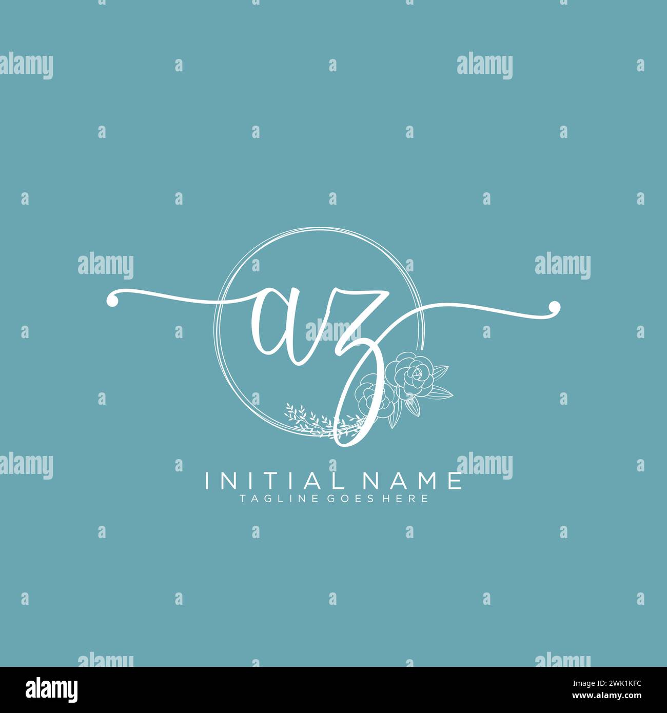 AZ Initial handwriting logo with circle Stock Vector
