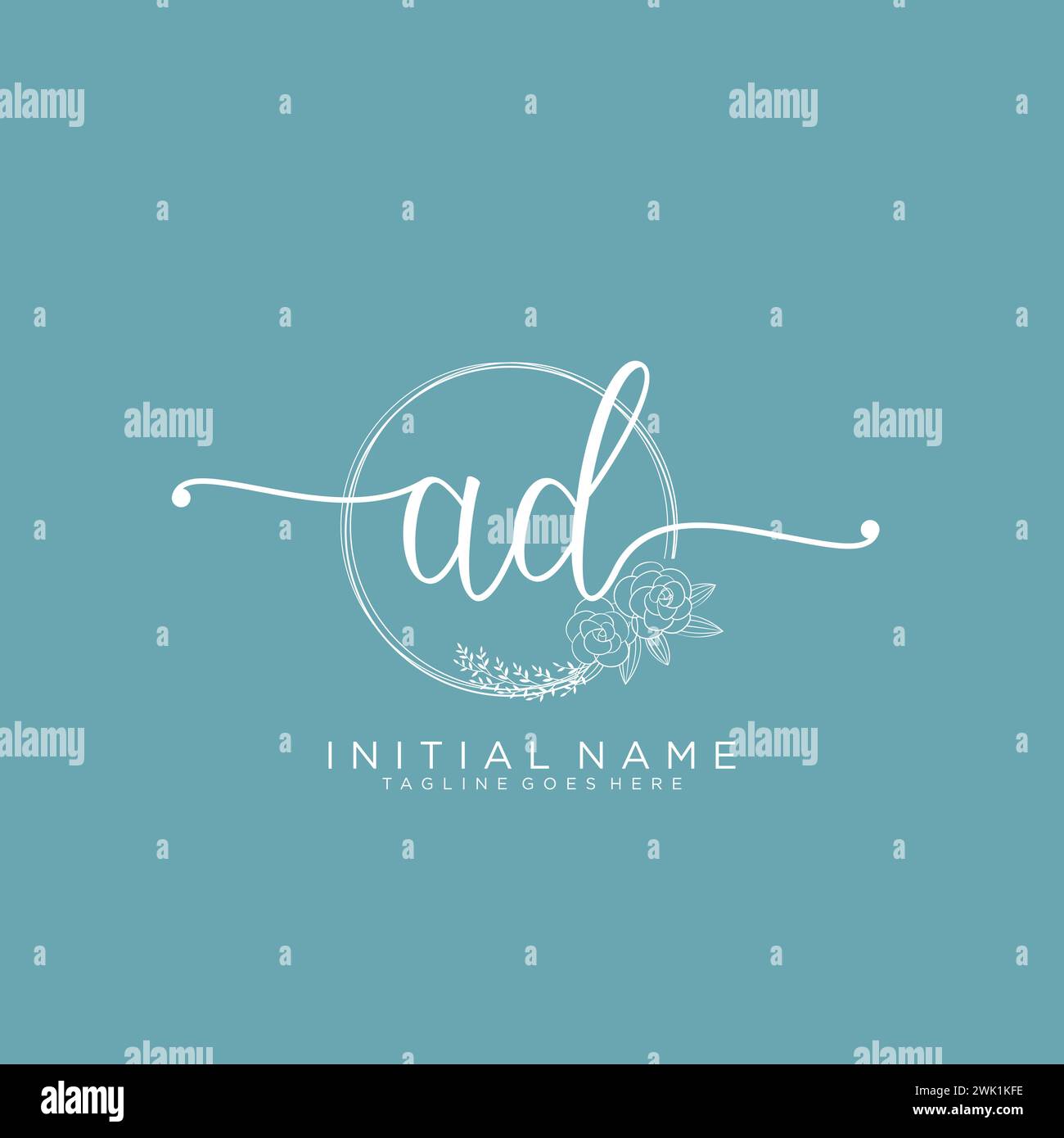 AD Initial handwriting logo with circle Stock Vector