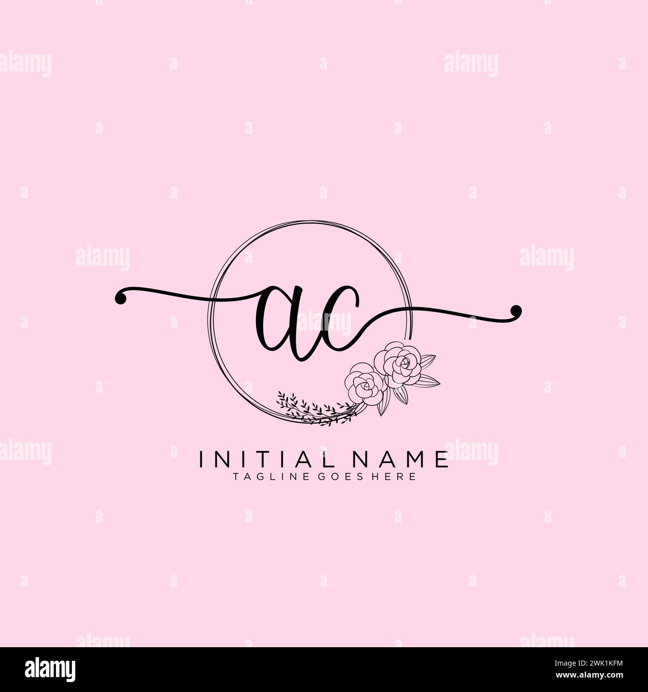 AC Initial handwriting logo with circle Stock Vector