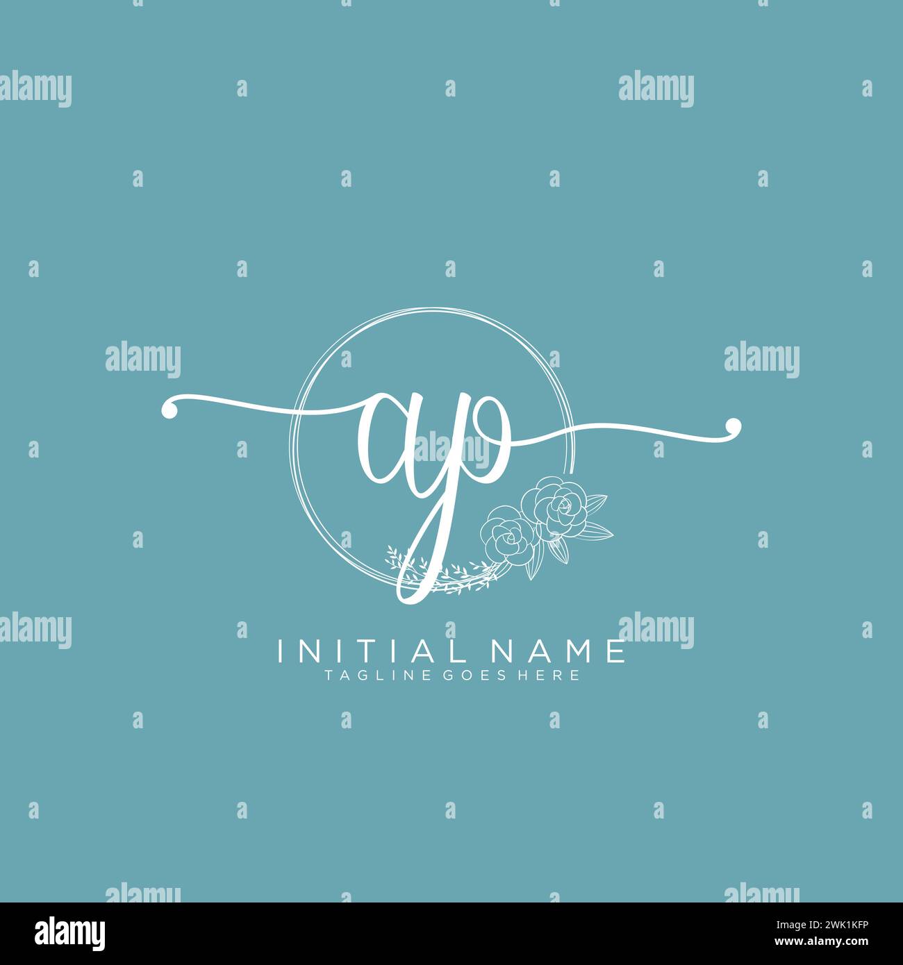 AP Initial handwriting logo with circle Stock Vector