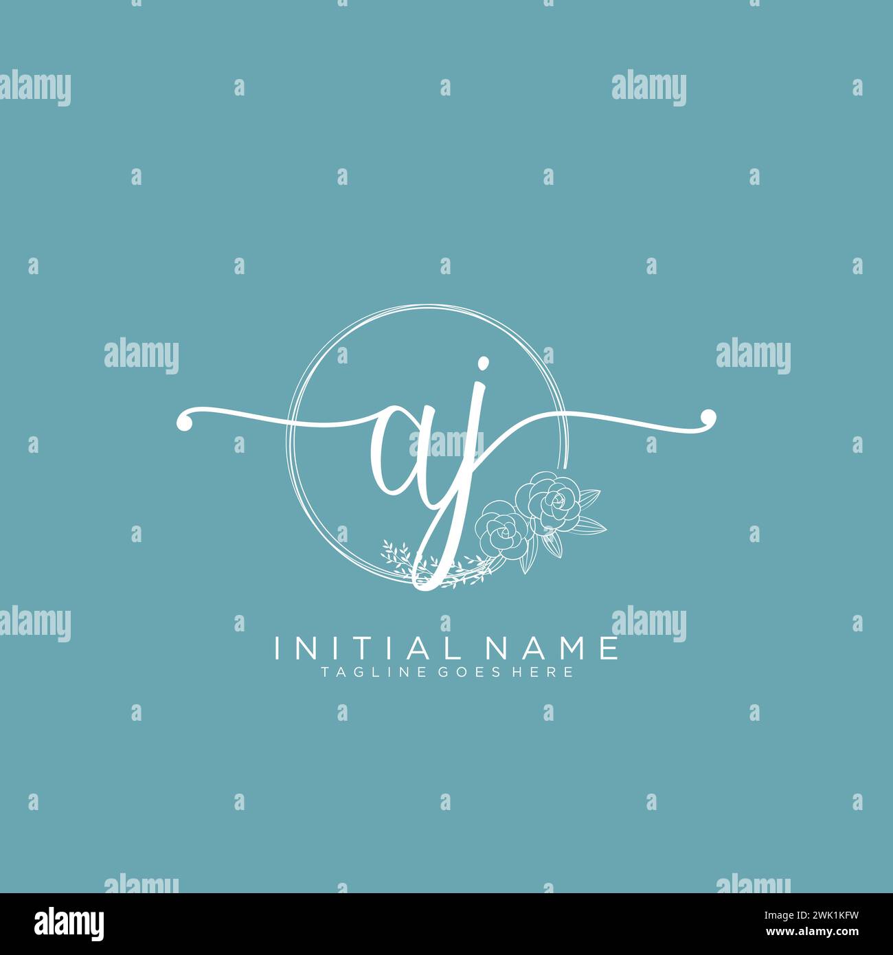 AJ Initial handwriting logo with circle Stock Vector