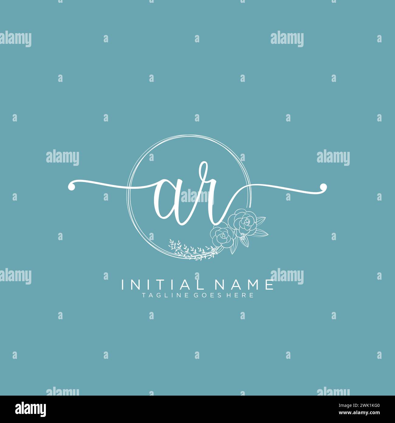 AR Initial handwriting logo with circle Stock Vector