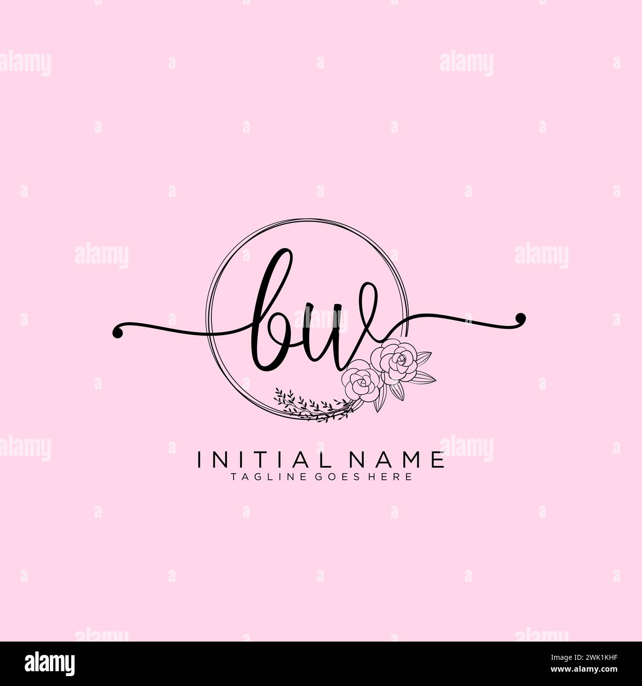 BW Initial handwriting logo with circle Stock Vector