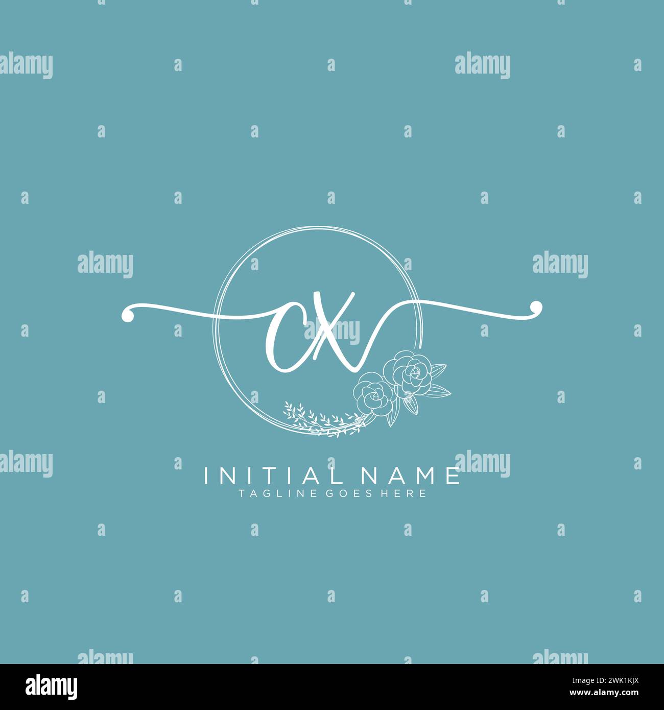 CX Initial handwriting logo with circle Stock Vector